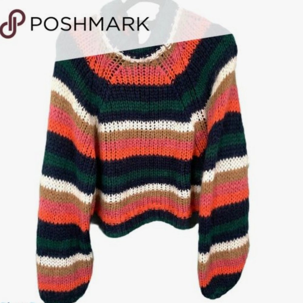 Zara Knit Multicolored Striped Sweater (Mohair)